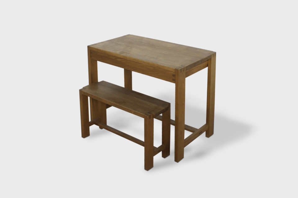 Desk with Stool by Pierre Chapo in Solid Elmwood