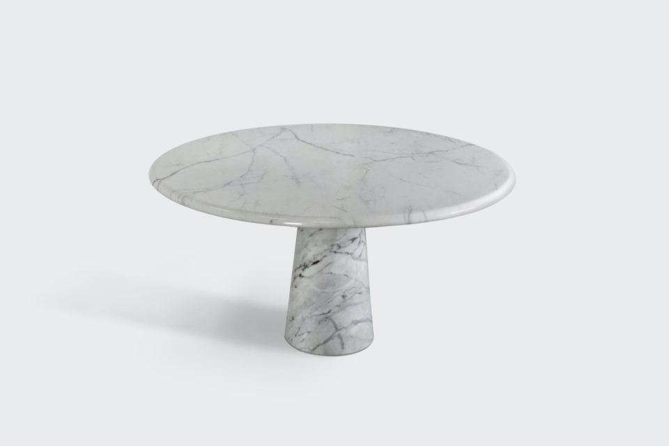 Round Carrara Marble Pedestal Dining Table