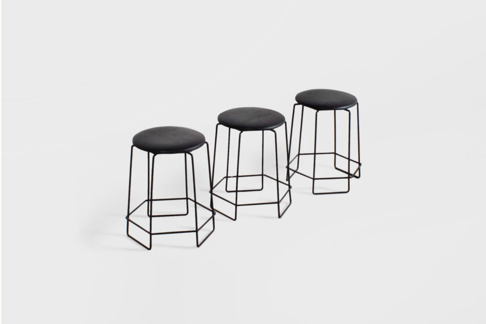 Set of Black Wire Stools