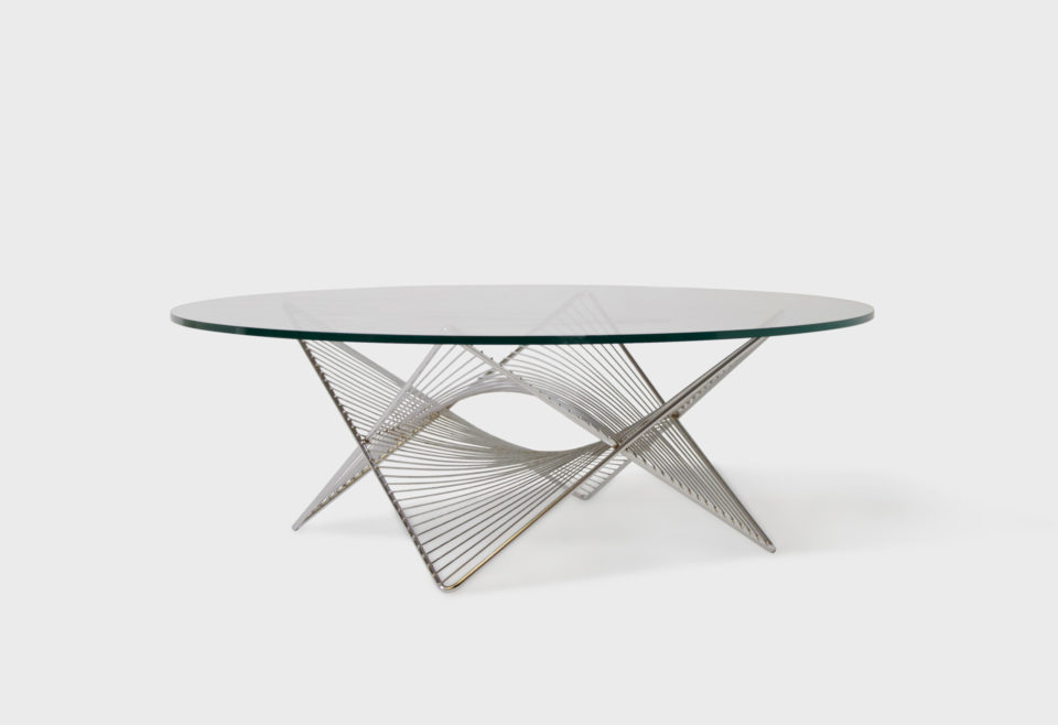 1970s Glass and Chrome Graphic Coffee Table