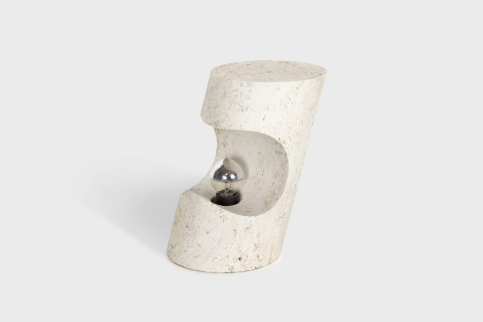 Sculptural Travertine Table Lamp by Giuliano Cesari for Nucleo Sormani