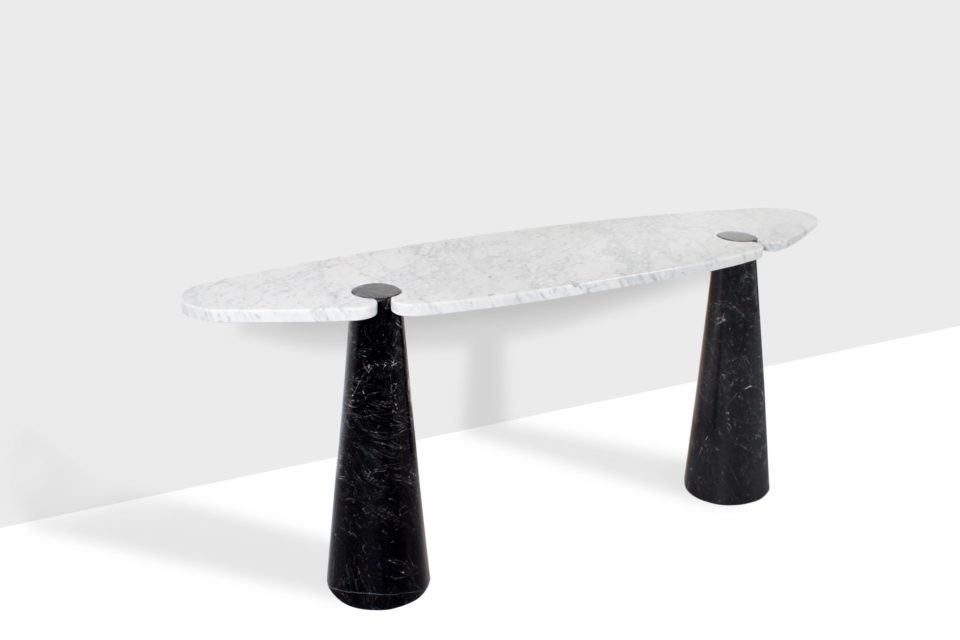 Angelo Mangiarotti ‘Eros’ Console Table for Skipper, Marquina and Carrara Marble