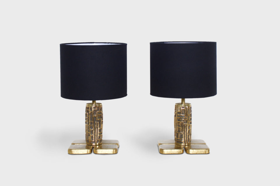 Pair of Brutalist Table Lamps Luciano Frigerio for Frigerio