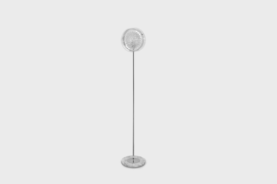 Vintage ‘Eye’ Floor Lamp, Chrome, Murano Glass and Marble