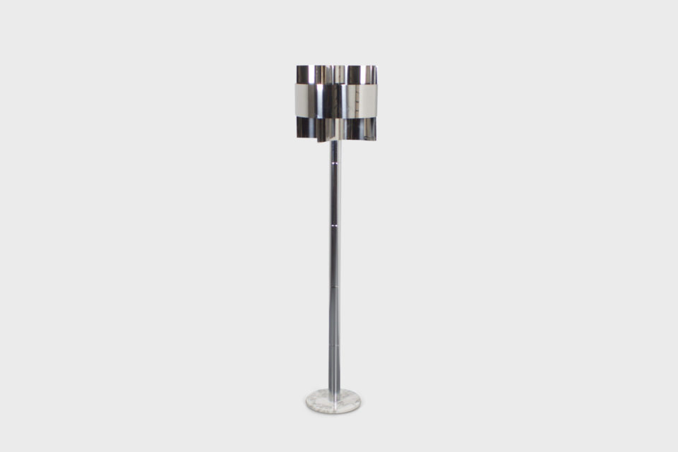 Chrome and Marble Floor Lamp Attributed to Pierre Cardin