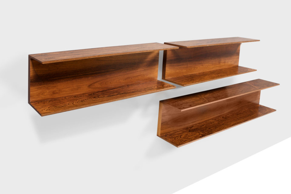 Set of Three Rosewood Wall Shelves by Walter Wirz for Wilhelm Renz