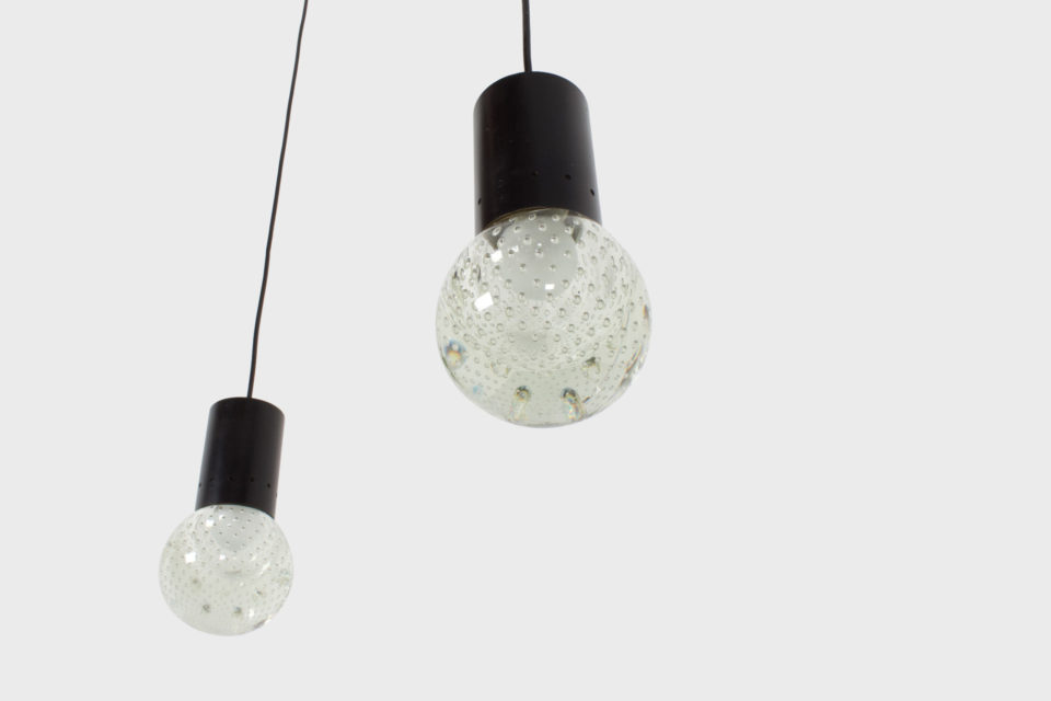 Set of Gino Sarfatti Arteluce Seguso, Bubble Glass Pendant Lamps