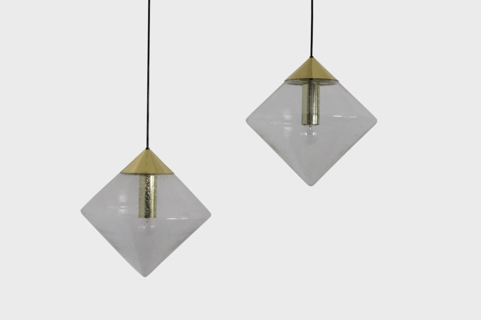 Set of Large Brass B-1218 Pendants by RAAK, Amsterdam