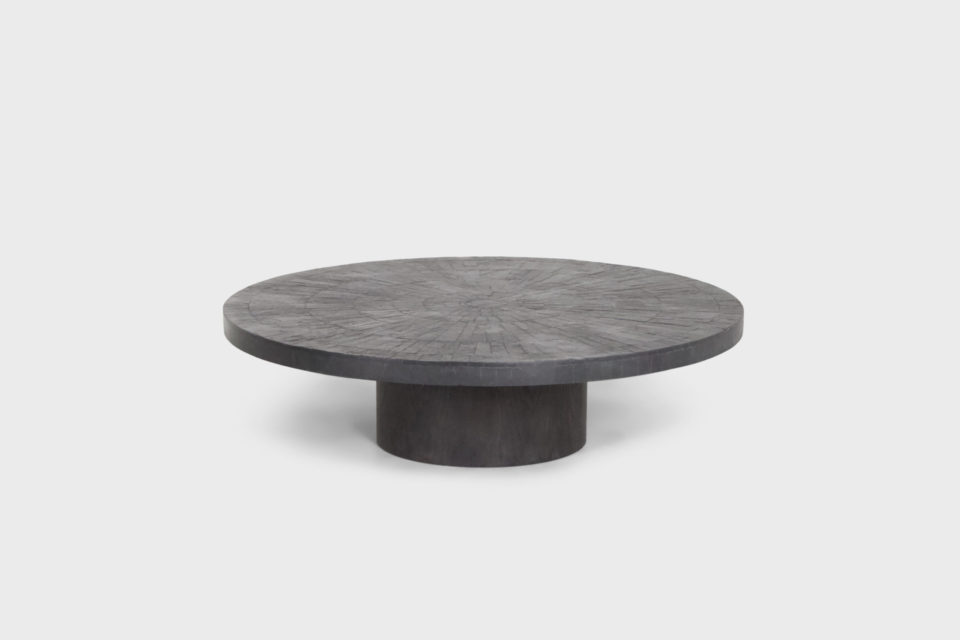 Impressive Round Slate Mosaic Coffee Table by Heinz Lilienthal