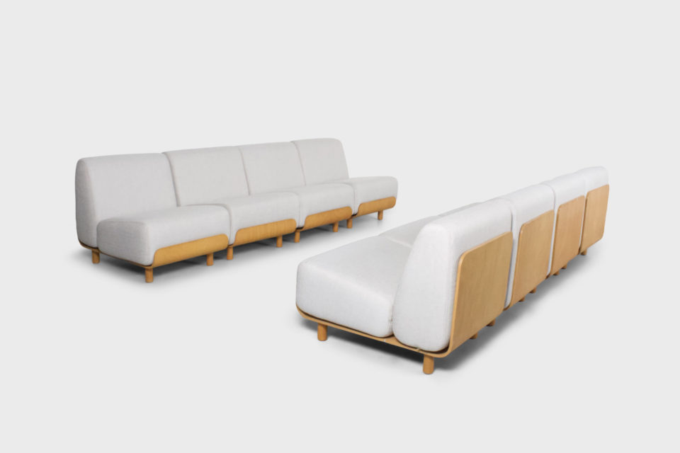 Rare Plywood and Fabric Sectional Sofa by UMS Pastoe