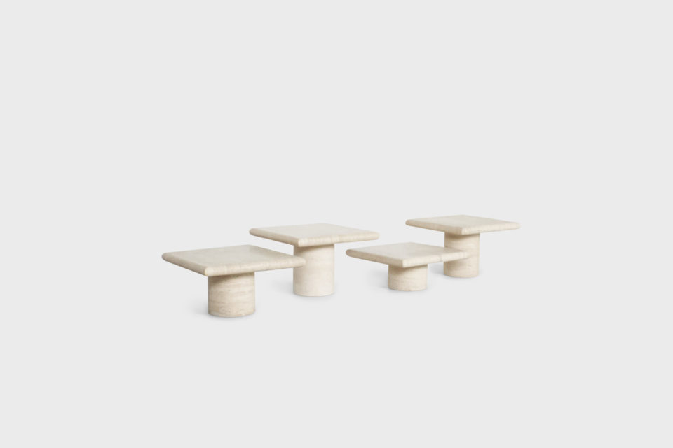 Set of Travertine Up&Up Tables.