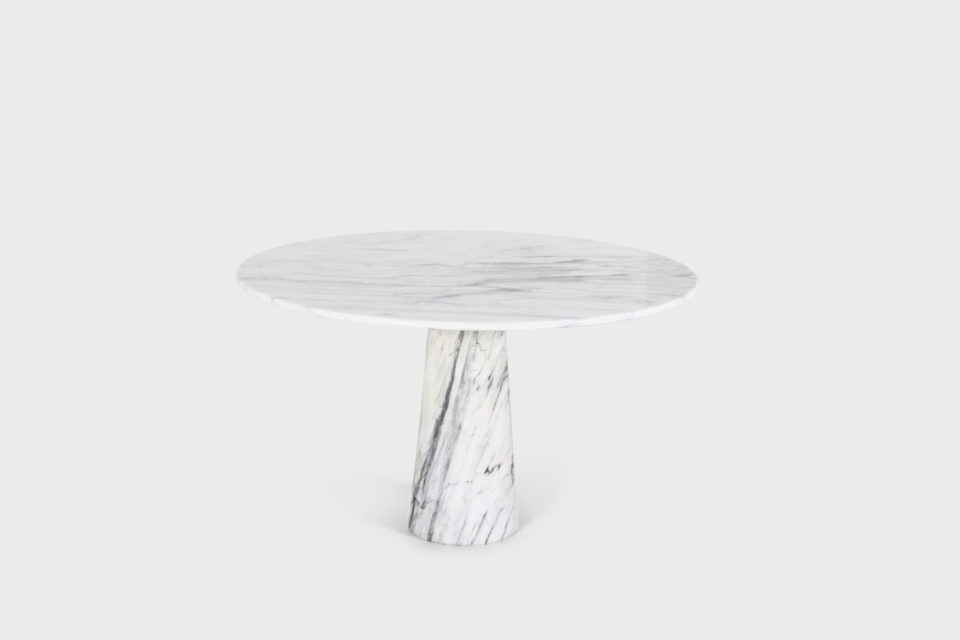 Round Italian Carrara Marble Pedestal Dining Table