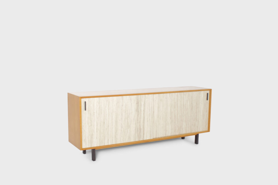 Beautiful Midcentury Maple and Cane Sideboard with Sliding Doors