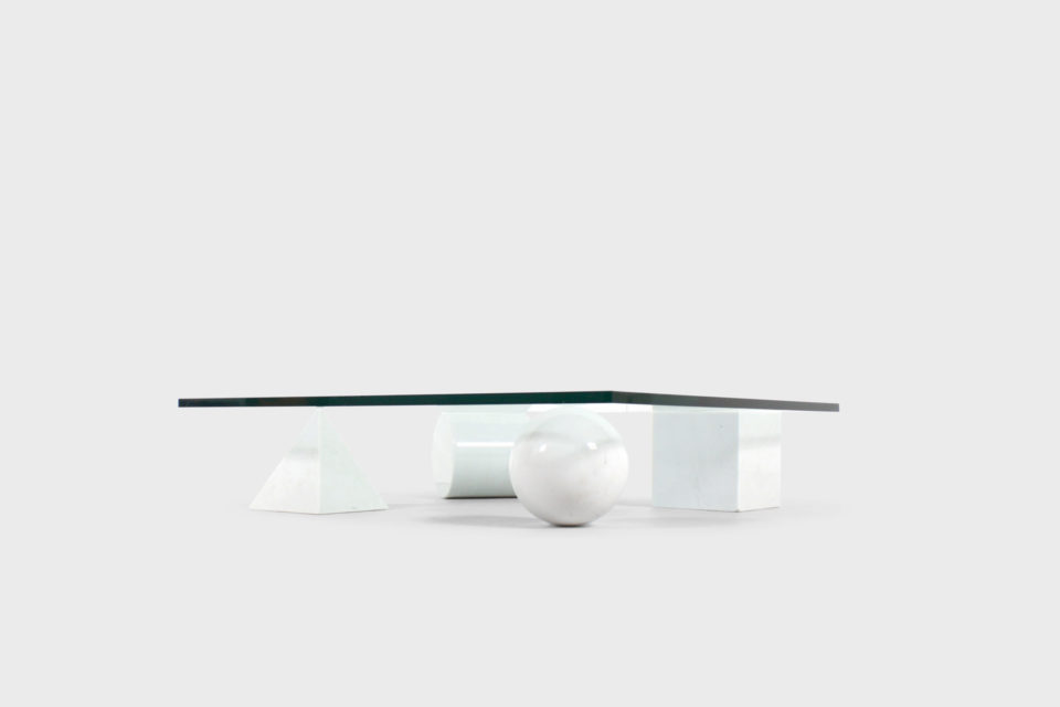 Massimo and Lella Vignelli 'Metaphora' Coffee Table in Carrara Marble and Glass
