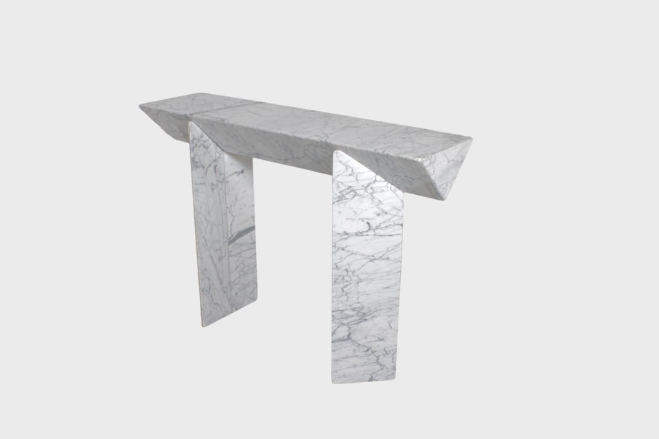 Impressive Console or Side Table in Calacatta Marble by Giulio Lazzotti