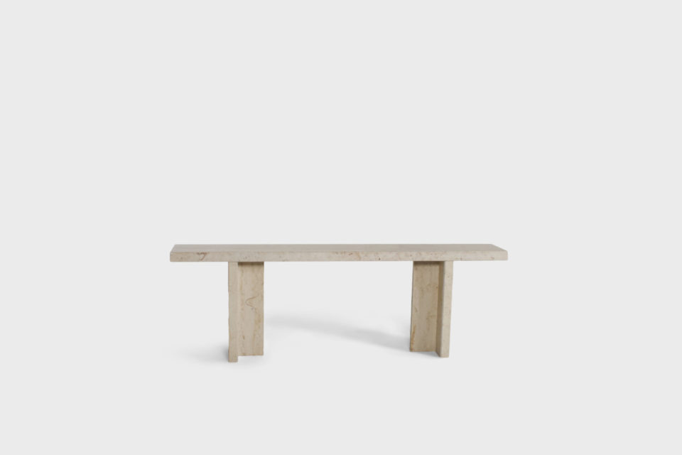 Large Minimalist Travertine Console Table