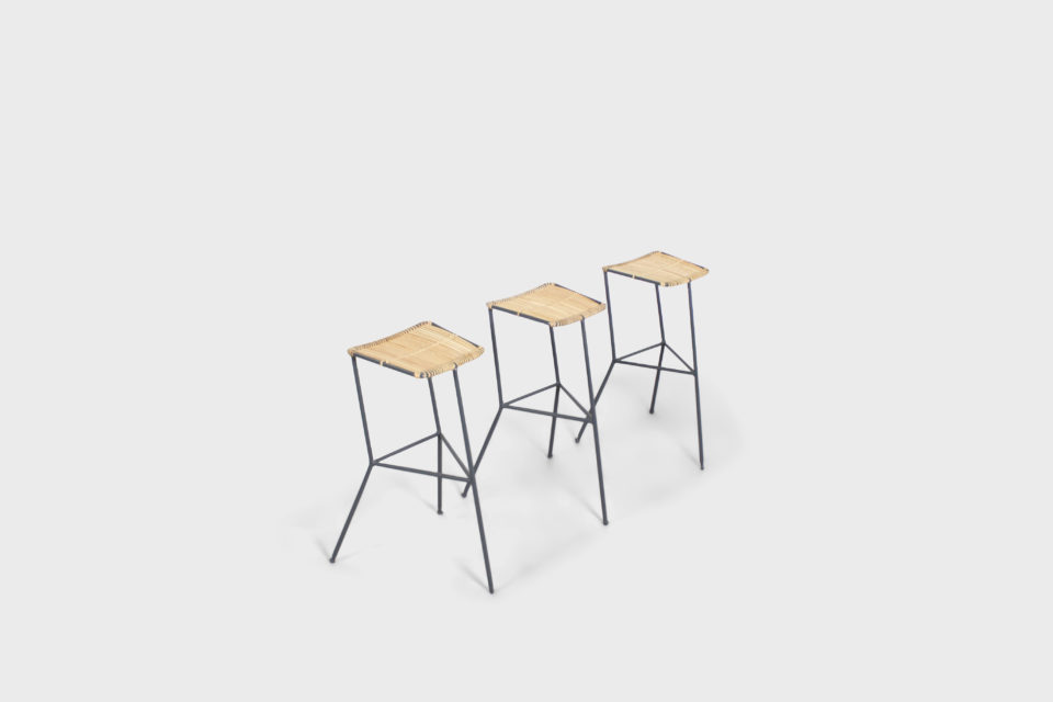 Rattan and Metal Stools by Ernest Race