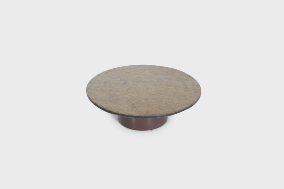 Round Coffee Table with a Brown/Green Slate Top