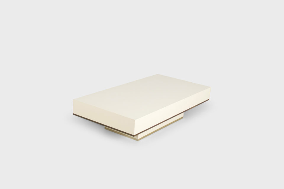 Beautiful Coffee Table by Jean-Claude Mahey in Lacquer and Brass