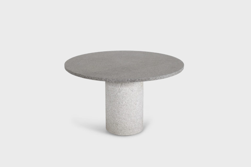Impressive Brutalist Round Dining / Center Table in Bluestone