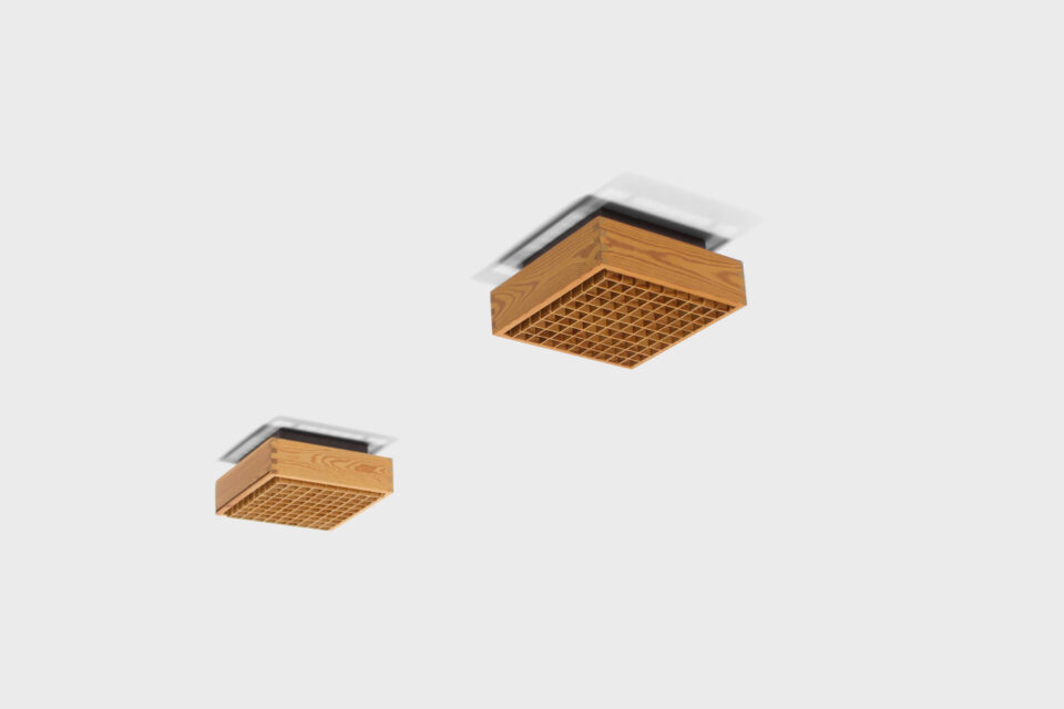 Square 1970s Pine Wood Flush Mounts