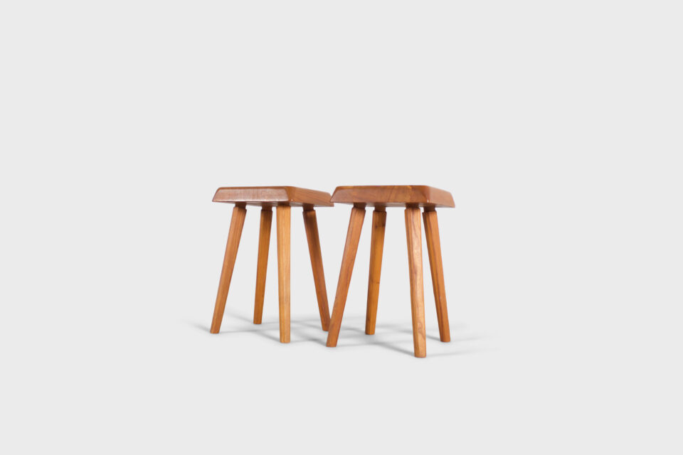 Set of Pierre Chapo S01 Stools in Solid Elmwood, 1960s