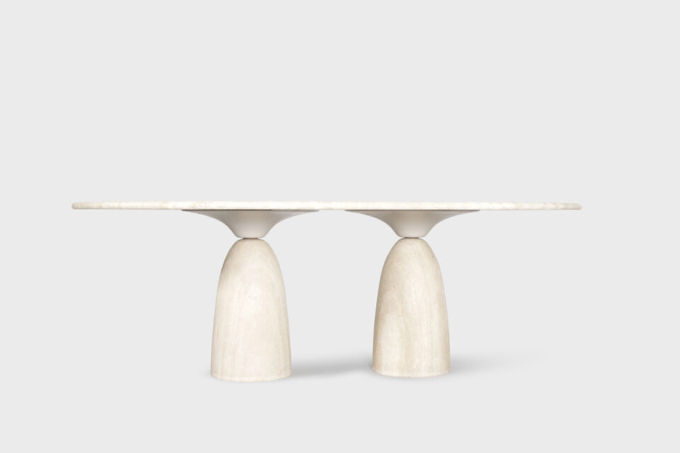 Large Travertine ‘Finale’ Dining Table by Peter Draenert