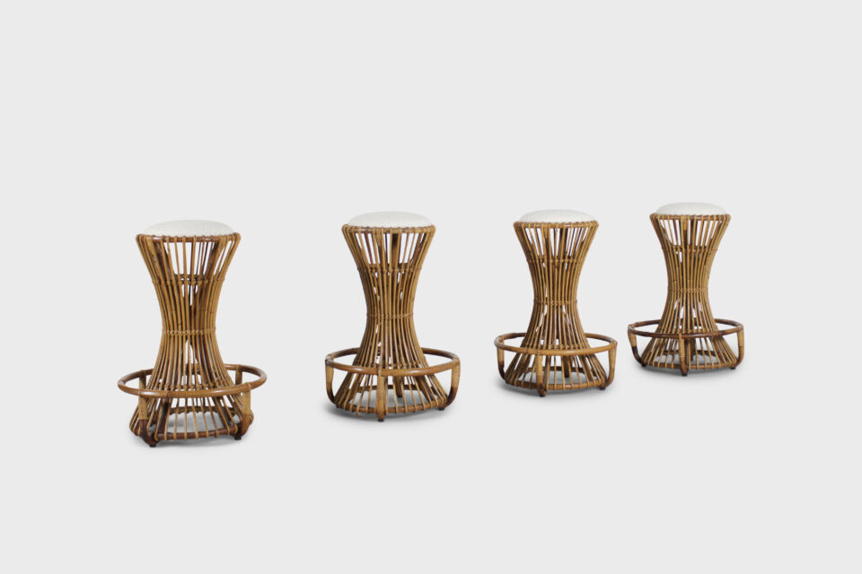 Tito Agnoli Rattan Wicker Stools