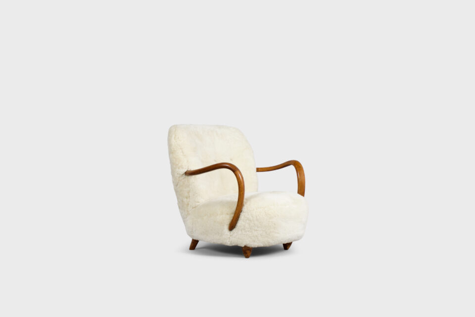 Compact Sheepskin Club Chair Attributed to Viggo Boesen