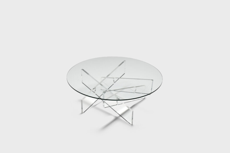 Graphic Lucite and Glass Coffee Table, Italy 1970s