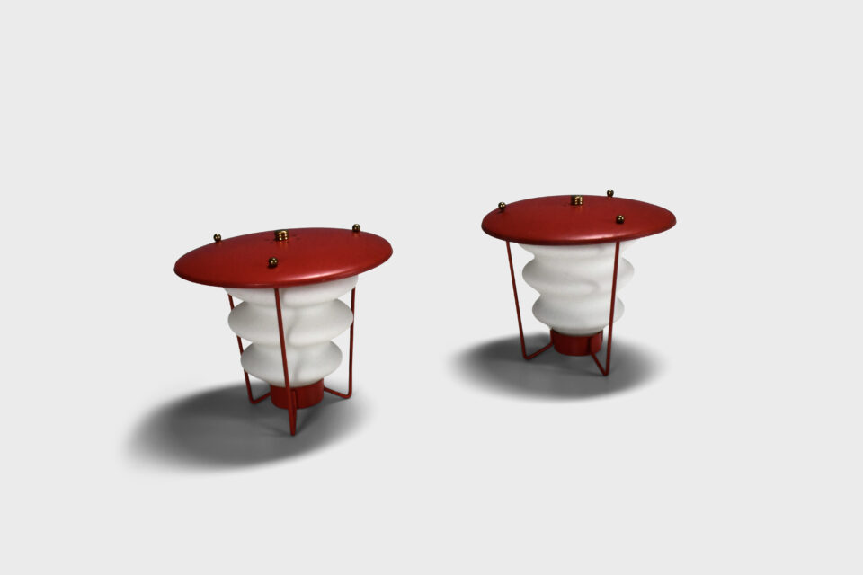 Two Small Metal and Glass Table Lamps by Stilux