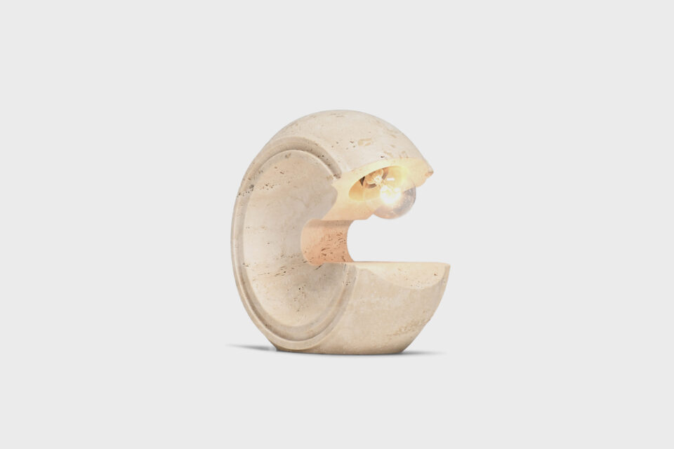 Sculptural Travertine Table Lamp by Giuliano Cesari for Nucleo Sormani, 1971