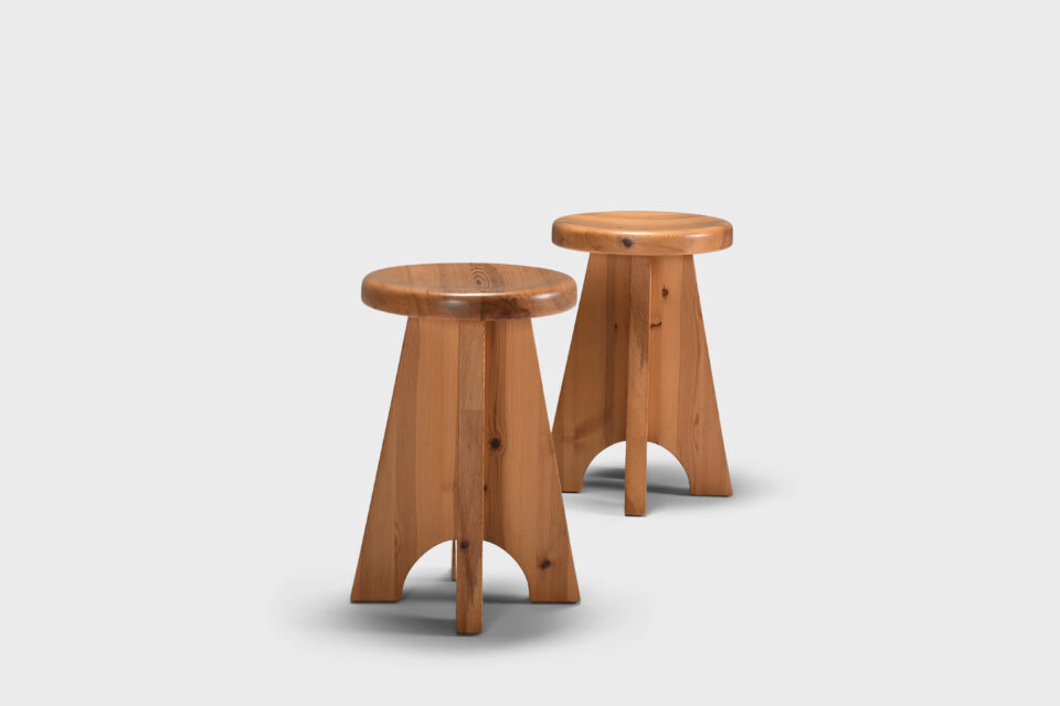 Solid Midcentury Pine Stools