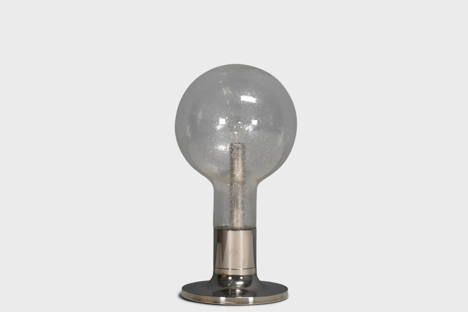 Large Chrome and Glass Table Lamp Temde Switzerland, 1970s Impressive table/floor lamp in very good condition.