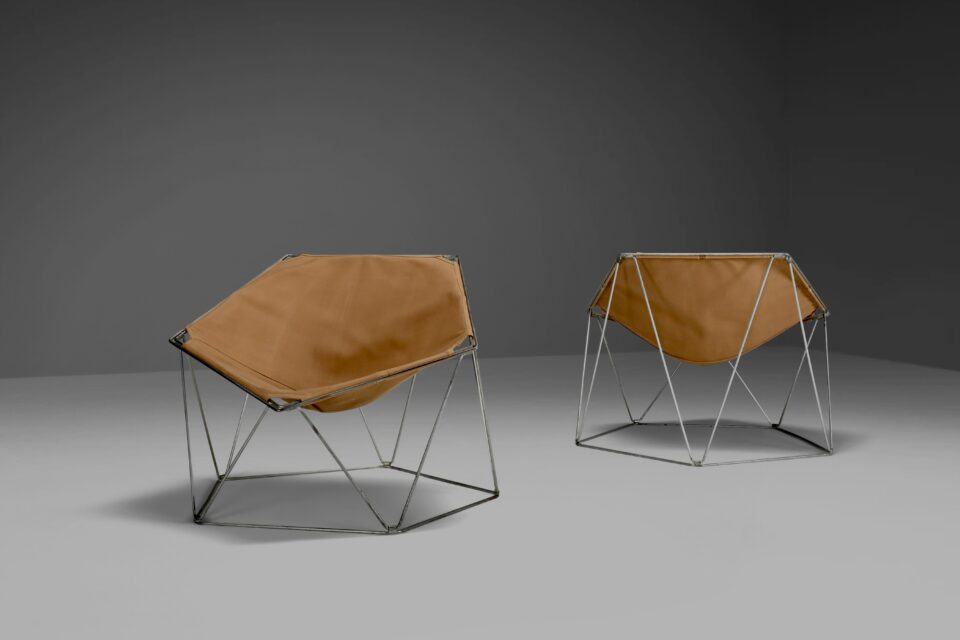 Early Ocher Canvas Penta Chairs by Jean-Paul Barray & Kim Moltzer for Bofinger