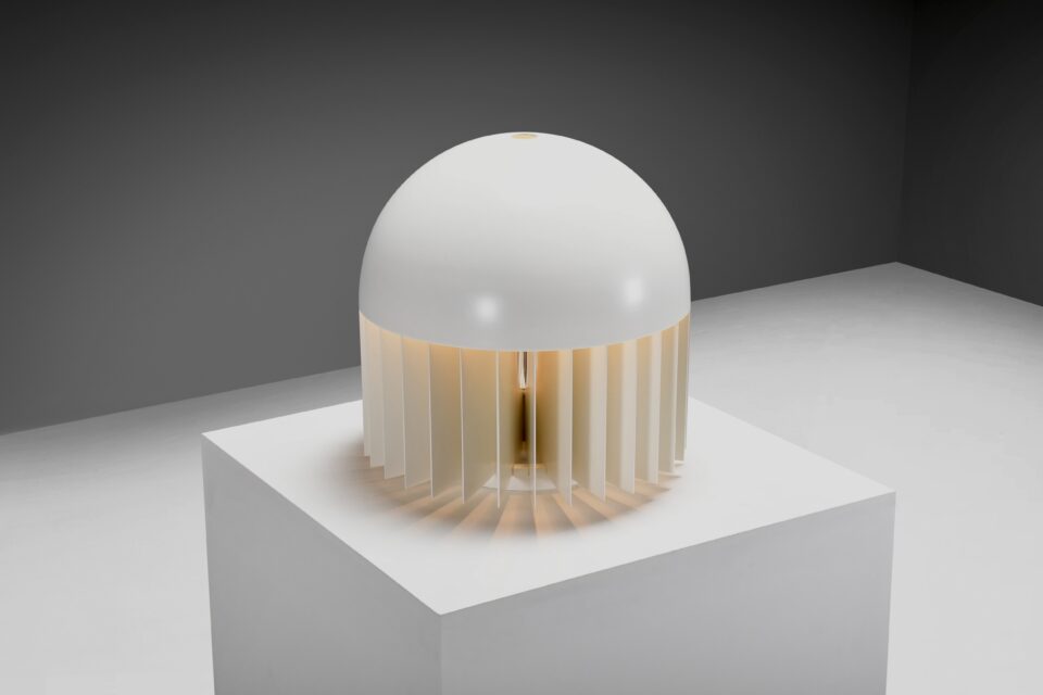 Large metal 'MT' Table / Floor Lamp by Giancarlo Mattioli for Sirrah, Italy 1969